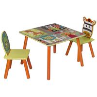 woltu Kinder Sitzgruppe Waldtiere Tisch & Stuhlsets, Kindertisch mit 2 Stühle