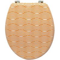 msv WC Sitz Toilettendeckel MDF Holzkern 'Wave' Scharniere aus Edelstahl - hochwertige und stabile Qualität