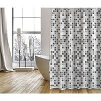 msv Cotexsa by Premium Anti-Schimmel Textil Duschvorhang - Anti-Bakteriell, waschbar, 100% wasserdicht, mit 12 Duschvorhangringen - Polyester, „Mosaik“