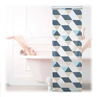 relaxdays Duschrollo, 60x240 cm, Dreieck Muster, Seilzug, flexible Montage, Duschvorhang für Badewanne und Fenster, bunt
