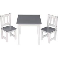 woltu Kindersitzgruppe Kindertisch mit 2 Stühle weiß-grau Modell Kelo - 