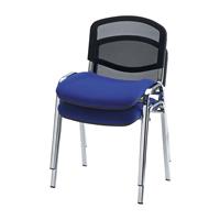 Bezoekersstoel, stapelbaar, netrugleuning, stoelframe verchroomd, bekleding blauw, VE = 2 stuks