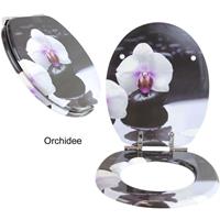 1plus Premium MDF Toilettensitz WC-Sitz mit Absenkautomatik und verzinkten Scharnieren in verschiedenen Designs:Orchidee
