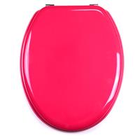 msv WC Sitz Toilettendeckel MDF Holzkern „Pink“ Scharniere aus Edelstahl - hochwertige und stabile Qualität