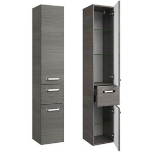 lomadox Badezimmer Hochschrank FES-4010-66 im Dekor Graphit Struktur quer Nb. - B/H/T: 30/168/33cm - 