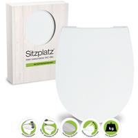 sitzplatz WC-Sitz mit Absenkautomatik Lino, flach, antibakterieller Duroplast Toilettensitz, abnehmbar, WC Brille mit Edelstahl-Scharnier,