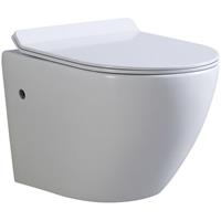 i-flair Toilette Hänge WC Spülrandlos inkl. WC Sitz mit Absenkautomatik SOFTCLOSE + abnehmbar Franco