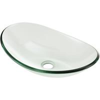 [neu.haus] Waschbecken oval Waschschale 47x31cm Glas Waschtisch Aufsatzbecken - 