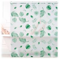 relaxdays Duschrollo Blätter, Seilzugrollo f. Dusche & Badewanne, wasserabweisend, Decke & Fenster, 140x240cm, weiß/grün