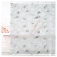 relaxdays Duschrollo, 140 x 240 cm, Blatt Muster, Seilzug, flexible Montage, Duschvorhang für Badewanne, schwarz-weiß