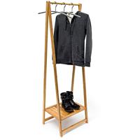 relaxdays Kleiderständer Bambus HxBxT: 158,5x51,5x40,5 cm stabiler Garderobenständer aus Bambus mit 1 Ablagefläche zur Schuhaufbewahrung als