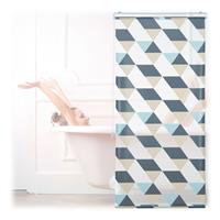 relaxdays Duschrollo, 80x240 cm, Dreieck Muster, Seilzug, flexible Montage, Duschvorhang für Badewanne und Fenster, bunt