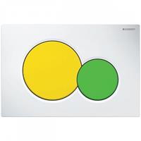 Geberit Betätigungsplatte Sigma01 Betätigungsplatte für 2-Mengen-Spülung (Samba neu), Farbe: weiß, Taste gelb/grün - 115.770.LA.5
