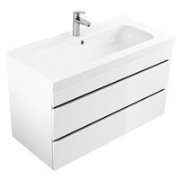 lomadox Badezimmer Waschtisch mit Waschbecken KODIAK-02 Hochglanz weiß B x H x T ca. 91 x 55 x 47 cm