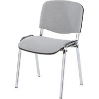 Bezoekersstoel, stapelbaar, rugleuning met bekleding, stoelframe verchroomd, bekleding grijs, VE = 4 stuks