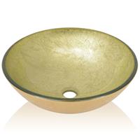 vidaXL Wasbak gehard glas 42 cm goud