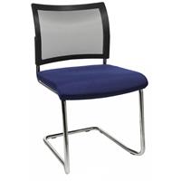 Topstar Bezoekersstoel, stapelbaar, sledestoel, netrugleuning, VE = 2 stuks, blauw