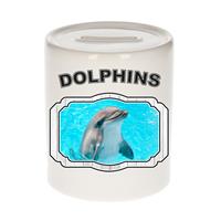 Bellatio Dieren liefhebber dolfijn spaarpot 9 cm jongens en meisjes - keramiek - Cadeau spaarpotten dolfijnen liefhebber