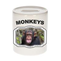 Bellatio Dieren liefhebber chimpansee spaarpot 9 cm jongens en meisjes - keramiek - Cadeau spaarpotten apen liefhebber
