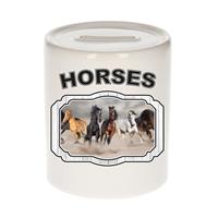 Bellatio Dieren liefhebber paard spaarpot 9 cm jongens en meisjes - keramiek - Cadeau spaarpotten paarden liefhebber