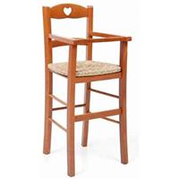 okaffarefatto Stuhl aus Holz, kirschfarben, mit Strohsitzfläche