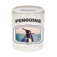 Bellatio Dieren liefhebber pinguin spaarpot 9 cm jongens en meisjes - keramiek - Cadeau spaarpotten pinguins liefhebber