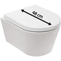 calmwaters Honest Small - Hängendes Raumspar-WC mit kurzer Ausladung als Tiefspüler im Komplettset mit WC-Sitz - 08BC2388
