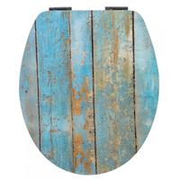 calmwaters WC Sitz Holz mit Absenkautomatik Motiv Shabby-Chic, Fast-Fix-Befestigung aus Metall, universale O-Form, stabiler Holzkern