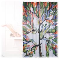 relaxdays Duschvorhang mit Baum Motiv, Aquarell, Anti-Schimmel, waschbar, Badewannenvorhang H x B 200 x 180 cm, bunt