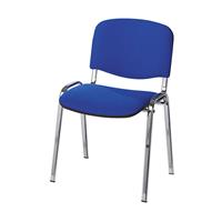 Bezoekersstoel, stapelbaar, rugleuning met bekleding, stoelframe verchroomd, bekleding blauw, VE = 4 stuks