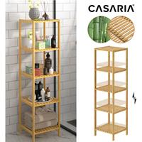 Casaria Staande badkamer/ woonkamer kast bamboe 140x33x33cm
