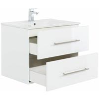 lomadox Waschtisch Badezimmer HELLA-02 in weiß Hochglanz, Unterschrank mit 2 Schubladen, Soft-Close, B/H/T ca. 70/54/46cm