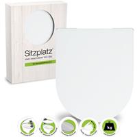 sitzplatz WC-Sitz mit Absenkautomatik Cubeno in D-Form, Weiß, antibakterieller Duroplast Toilettensitz abnehmbar, WC Brille mit