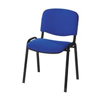 Bezoekersstoel, stapelbaar, rugleuning met bekleding, stoelframe zwart, bekleding blauw, VE = 2 stuks