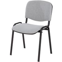 Bezoekersstoel, stapelbaar, rugleuning met bekleding, stoelframe zwart, bekleding grijs, VE = 2 stuks