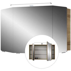 lomadox Badmöbel Spiegelschrank 100cm CERVIA-66 in Riviera Eiche, inkl. LED-Beleuchtung, B/H/T: 100/67/17 cm - 