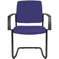 Topstar Gestoffeerde stapelstoel, sledestoel, VE = 2 stuks, frame zwart, textielbekleding blauw