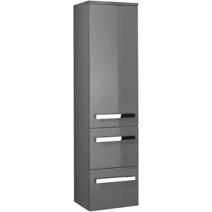 lomadox Badezimmer Midischrank FES-4005-66 in Hochglanz Lack Steingrau, Bogengriffe Chrom glänzend - B/H/T: 30/121/33cm - 