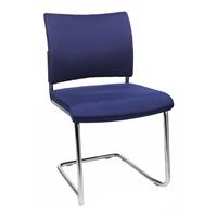 Topstar Bezoekersstoel, stapelbaar, sledestoel, rugleuning met textielbekleding, VE = 2 stuks, blauw