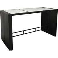 degamo Bartisch DAVOS 185x80x110cm, Geflecht schwarz, Tischplatte Glas - 
