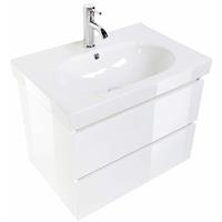 lomadox Badezimmer Waschtisch mit 72,8cm Waschbecken KODIAK-02 Hochglanz weiß B x H x T ca. 72,8 x 55 x 46,5 cm