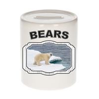 Bellatio Dieren liefhebber ijsbeer spaarpot 9 cm jongens en meisjes - keramiek - Cadeau spaarpotten ijsberen liefhebber