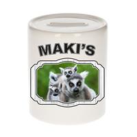 Bellatio Dieren liefhebber maki spaarpot 9 cm jongens en meisjes - keramiek - Cadeau spaarpotten maki apen / ringstaartmaki liefhebber