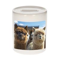 Bellatio Dieren alpaca foto spaarpot 9 cm jongens en meisjes - Cadeau spaarpotten alpacas liefhebber