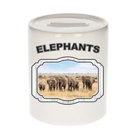 Bellatio Dieren liefhebber olifant spaarpot 9 cm jongens en meisjes - keramiek - Cadeau spaarpotten olifanten liefhebber