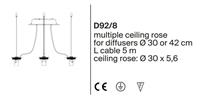 Luceplan Lita D92/8 rozet voor sferische lampenkappenØ30/42cm LP 1D920/800002 Wit