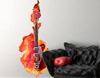 Wandtattoo Musik No.205 Gitarre in Flammen