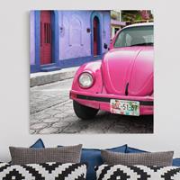 Klebefieber Leinwandbild Architektur & Skyline Pink VW Beetle