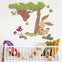 Klebefieber Wandtattoo Kinderzimmer NICI - Forest Friends Eichhörnchen & Hase