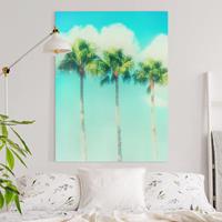 Klebefieber Leinwandbild Palmen vor Himmel Blau